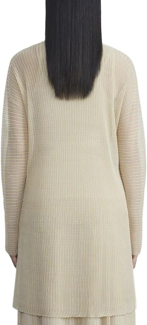 Pleated Rib Stitch Silk Cardigan