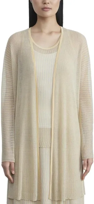 Pleated Rib Stitch Silk Cardigan