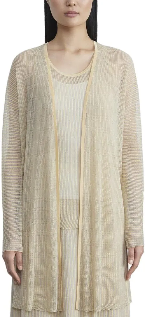 Pleated Rib Stitch Silk Cardigan