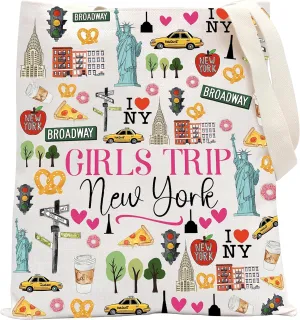 POFULL New York Vacation Gift Trip New York Tote Bag (Girls Trip New York Tote Bag)