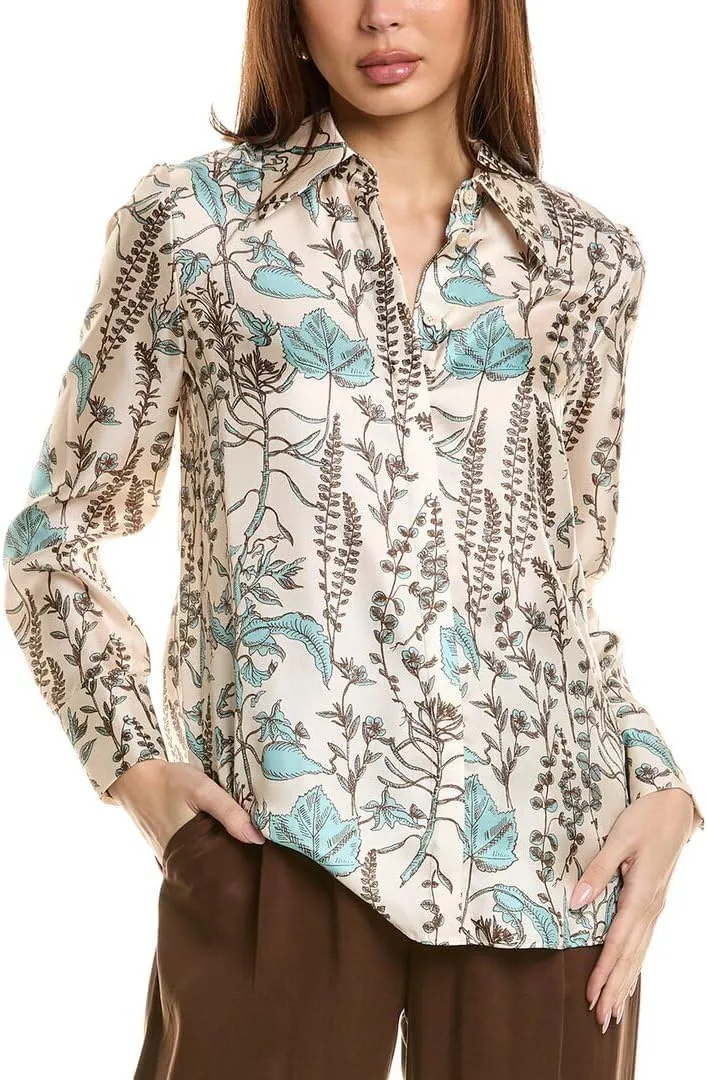 Point Collar Silk Blouse