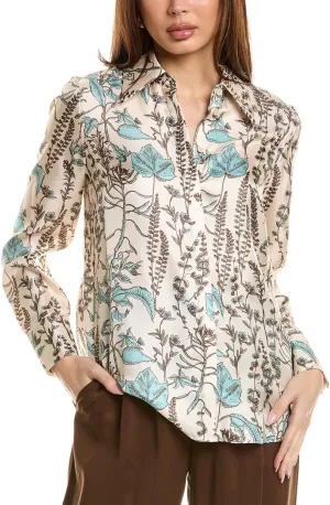 Point Collar Silk Blouse