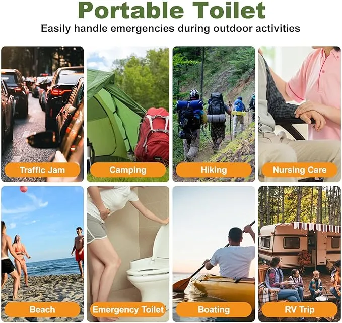 Portable Toilet for Adults, Extra Large 16.5in Height Portable Camping Toilet, Multi-Functional Mobile Toilet, Weight Capacity of 440 pounds, Convenient to Carry, Suitable for Camping, Car
