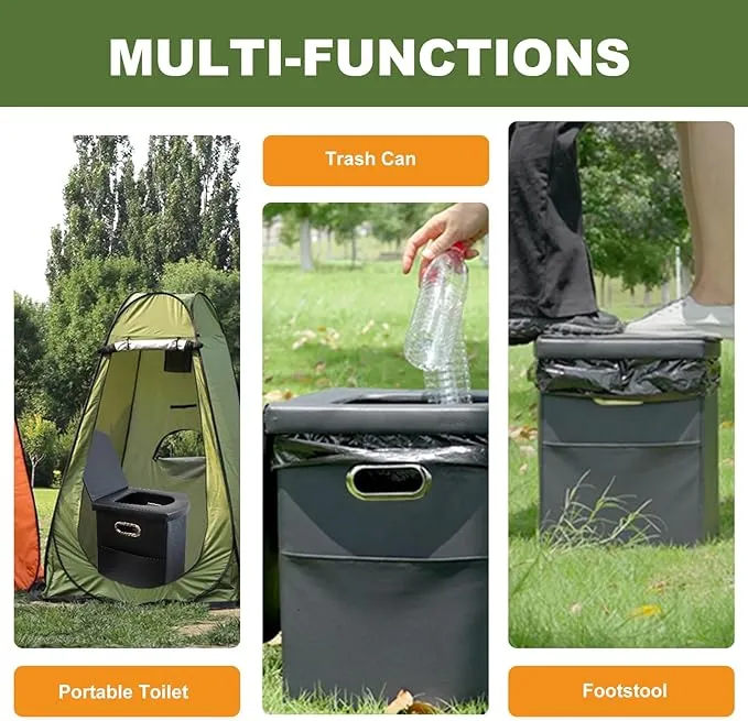 Portable Toilet for Adults, Extra Large 16.5in Height Portable Camping Toilet, Multi-Functional Mobile Toilet, Weight Capacity of 440 pounds, Convenient to Carry, Suitable for Camping, Car