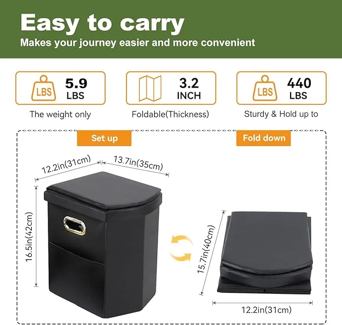 Portable Toilet for Adults, Extra Large 16.5in Height Portable Camping Toilet, Multi-Functional Mobile Toilet, Weight Capacity of 440 pounds, Convenient to Carry, Suitable for Camping, Car
