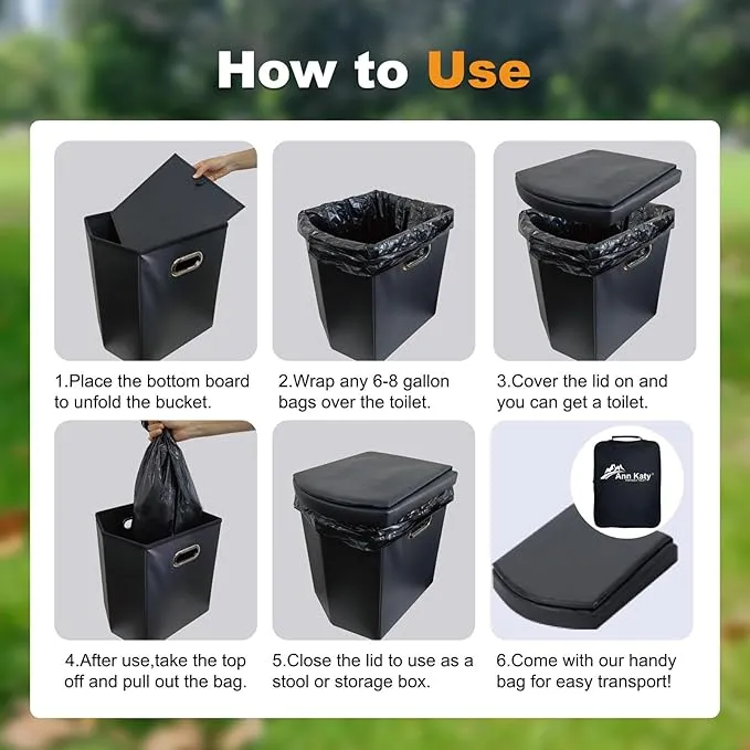Portable Toilet for Adults, Extra Large 16.5in Height Portable Camping Toilet, Multi-Functional Mobile Toilet, Weight Capacity of 440 pounds, Convenient to Carry, Suitable for Camping, Car
