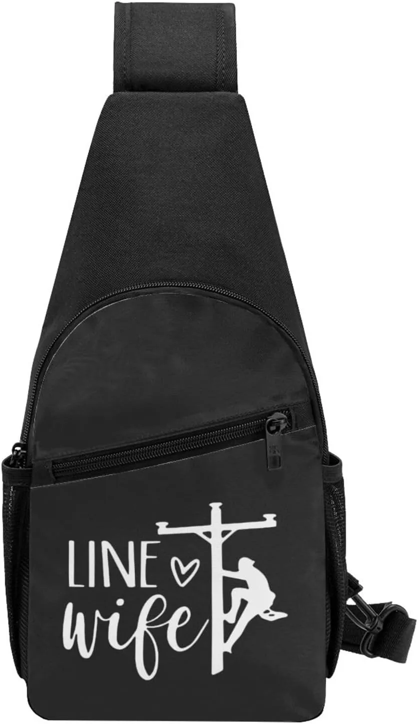 Proud Lineman's Wife Sling Bag Crossbody Backpack Shoulder Casual Daypack Bags for Men Women