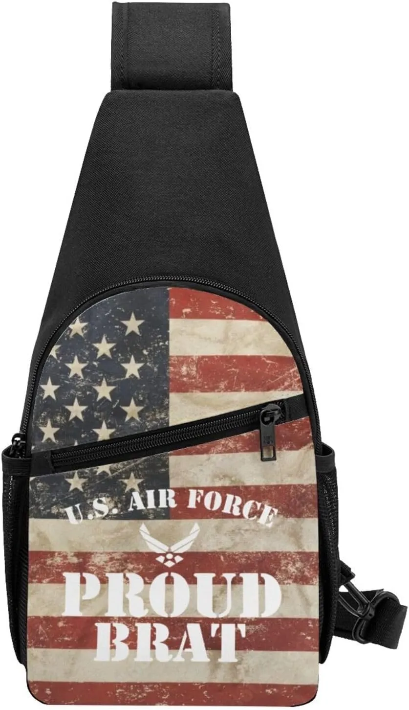 Proud U S Air Force Brat Sling Bag Crossbody Backpack Shoulder Casual Daypack Bags for Men