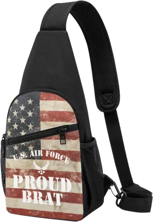 Proud U S Air Force Brat Sling Bag Crossbody Backpack Shoulder Casual Daypack Bags for Men