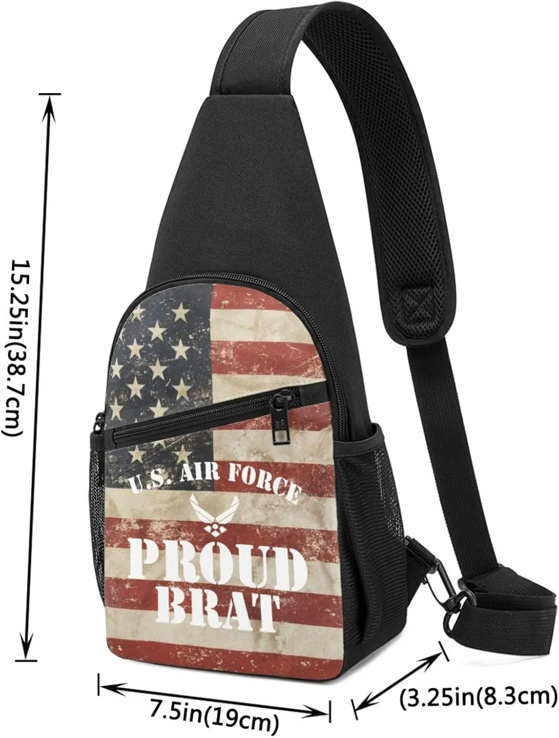 Proud U S Air Force Brat Sling Bag Crossbody Backpack Shoulder Casual Daypack Bags for Men