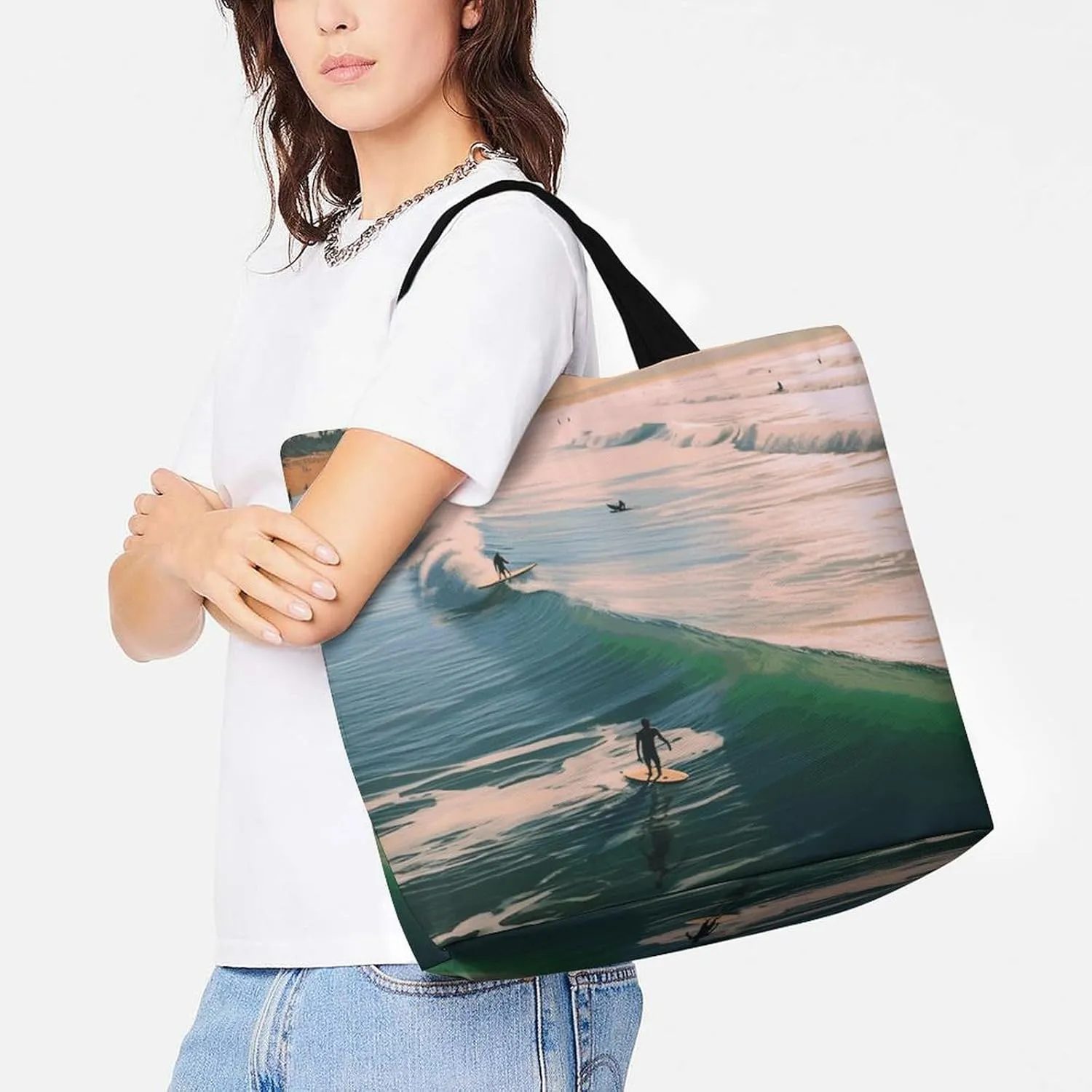 Psychedelic Smoke Tote Bag for Women Reusable Grocery Shoulder Bag Shopping Bags for Travel, Groceries