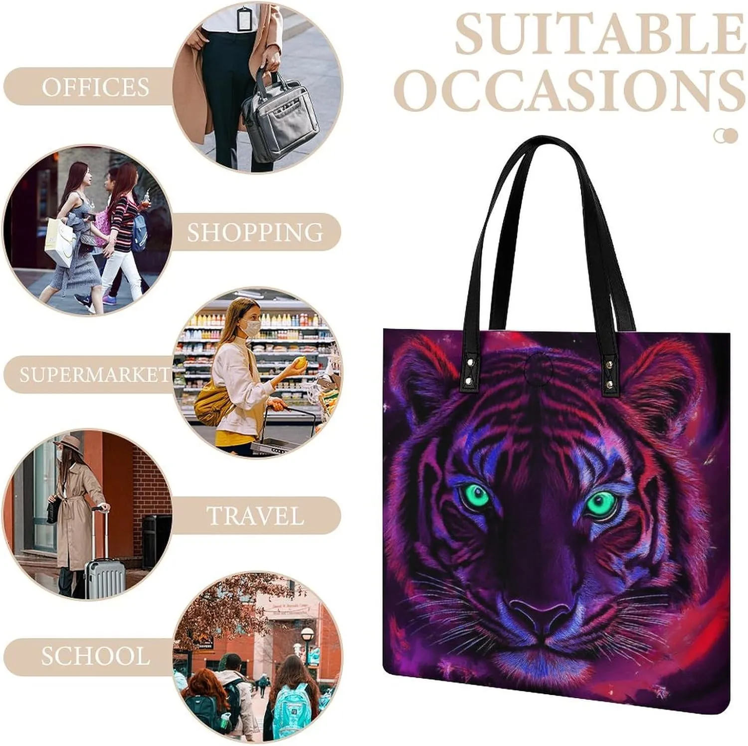 Pu Leather Tote Bag for Women Work Shoulder Bags Purses Handbags
