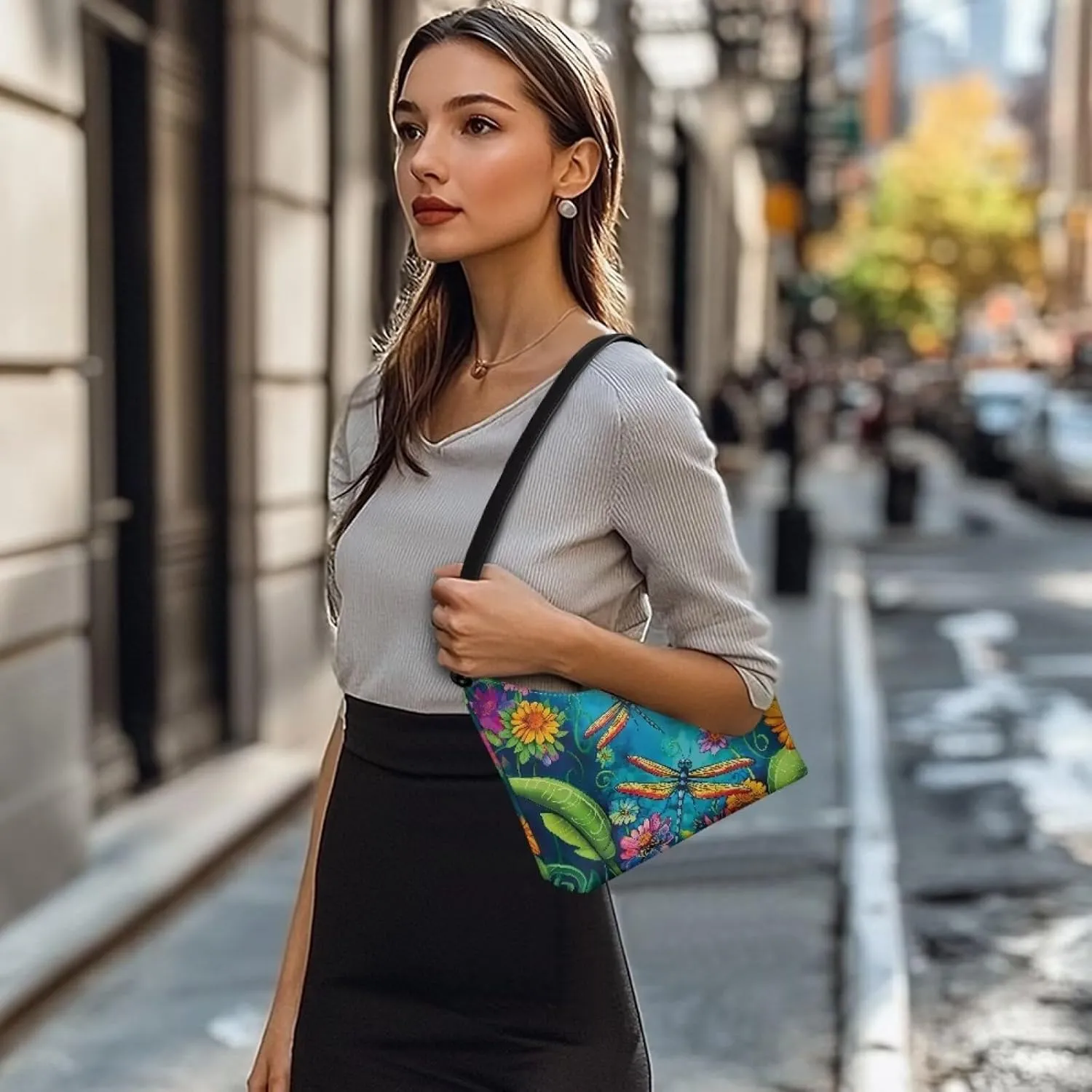 PU Leather Underarm Shoulder Bag Small Zipper Hobo Bags for Women Crescent Tote Bag for Date Travel Shopping