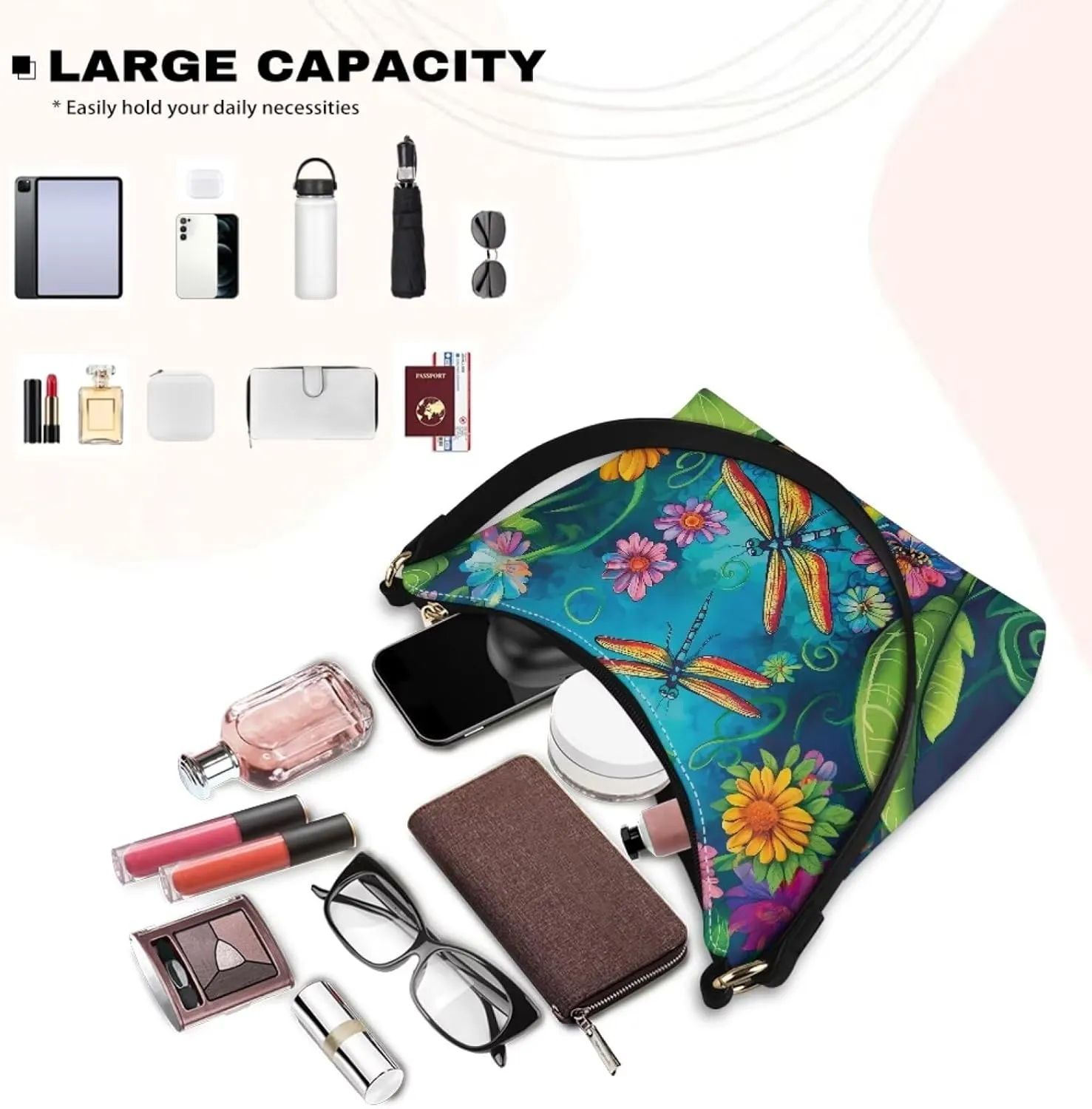 PU Leather Underarm Shoulder Bag Small Zipper Hobo Bags for Women Crescent Tote Bag for Date Travel Shopping