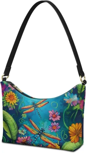 PU Leather Underarm Shoulder Bag Small Zipper Hobo Bags for Women Crescent Tote Bag for Date Travel Shopping