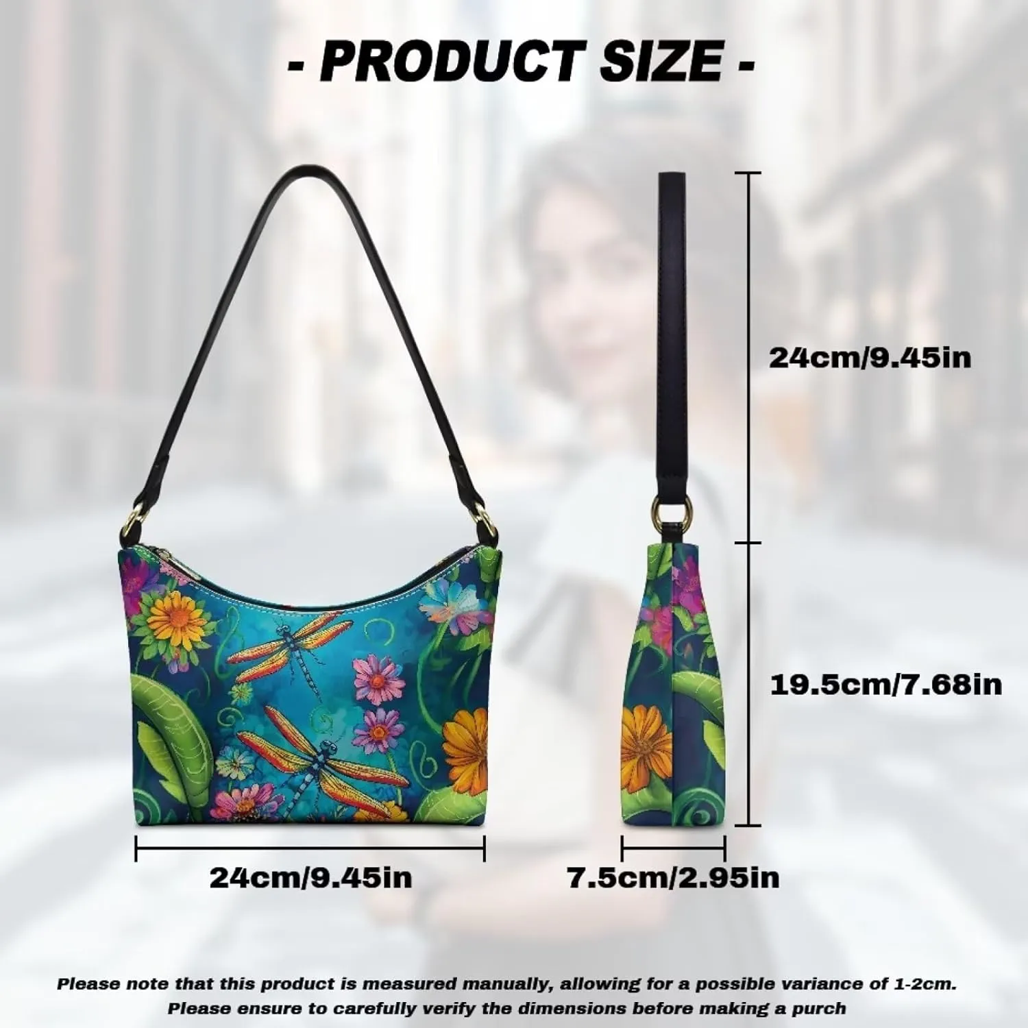 PU Leather Underarm Shoulder Bag Small Zipper Hobo Bags for Women Crescent Tote Bag for Date Travel Shopping