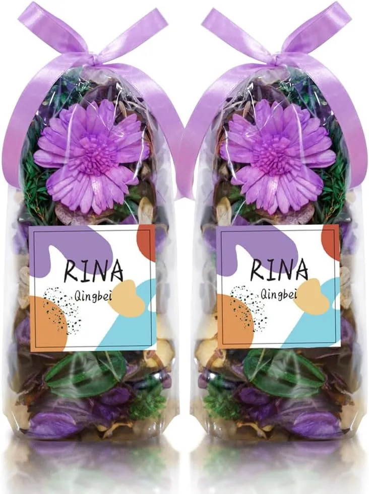 Qingbei Rina Spring Potpourri Bags,Lavender Scented Potpourri Bowl Filler,Purple Decorative Potpourri Dried Flowers,Home Fragrance Sachet of Petals, Vase Fillers,Bathroom Decor(8.4 oz)