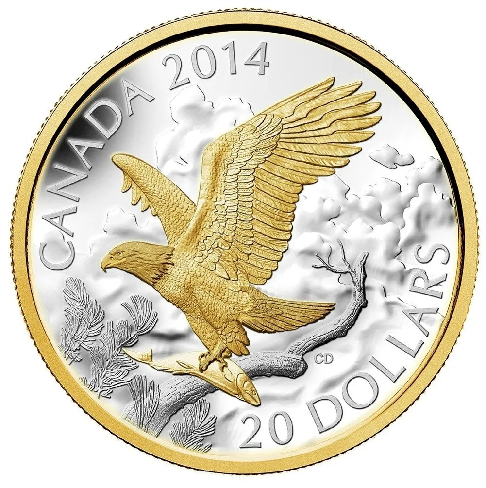 RDC 2014 Canada $20 Gilded Perched Bald Eagle (No Tax) light toning