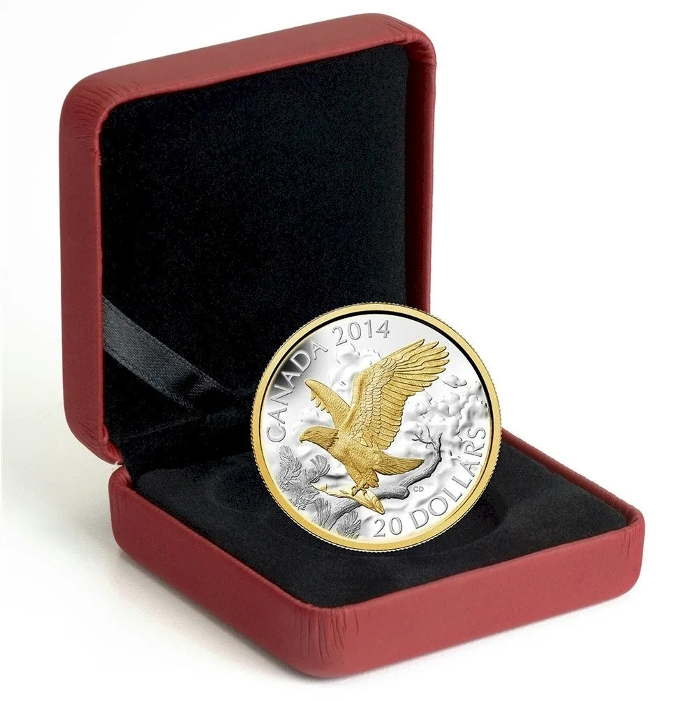 RDC 2014 Canada $20 Gilded Perched Bald Eagle (No Tax) light toning