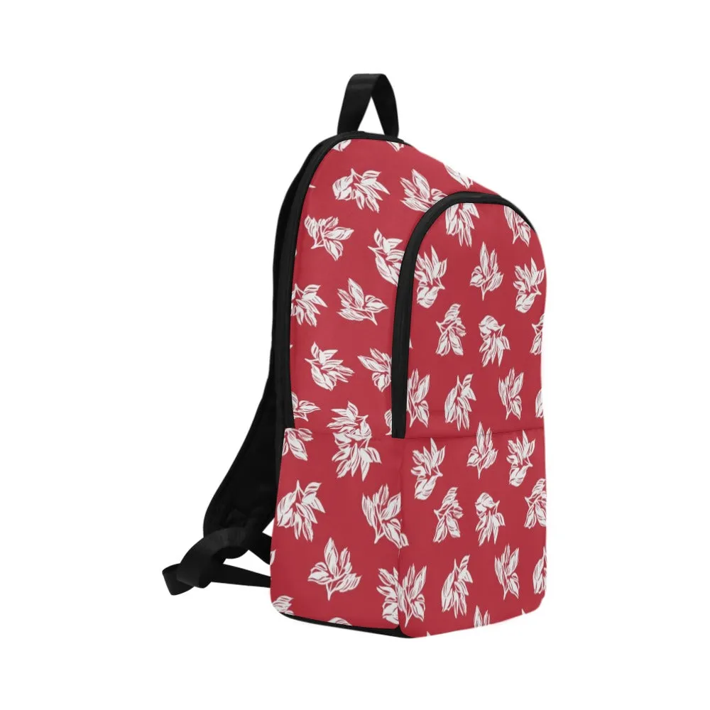 Red Retro Foliage, Hawaiian Flower - Fabric Backpack for Adult