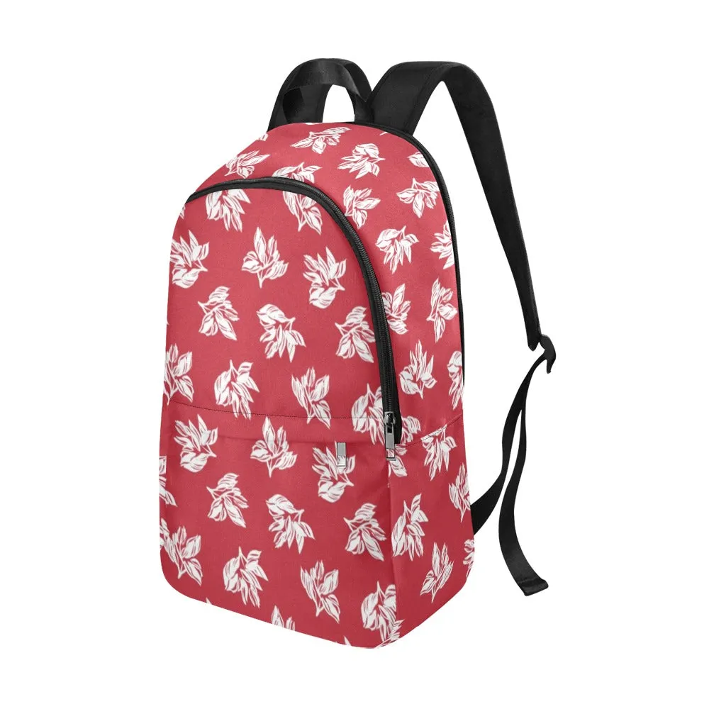 Red Retro Foliage, Hawaiian Flower - Fabric Backpack for Adult