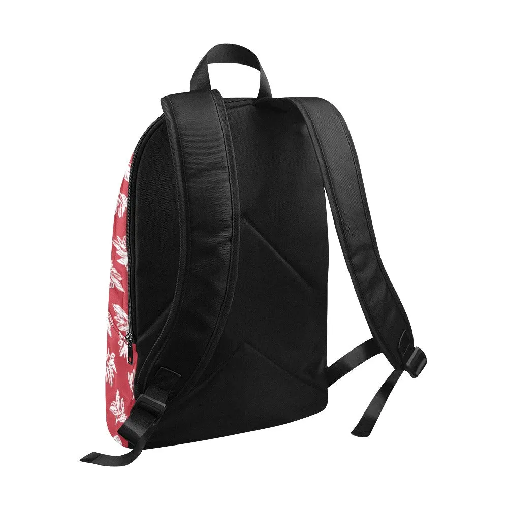 Red Retro Foliage, Hawaiian Flower - Fabric Backpack for Adult