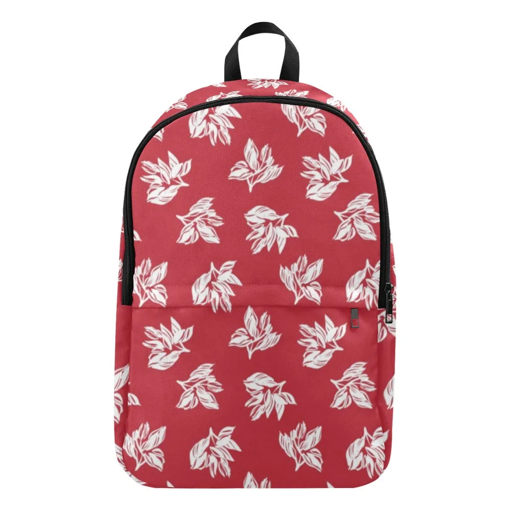 Red Retro Foliage, Hawaiian Flower - Fabric Backpack for Adult