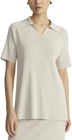 Ribbed Split Neck Polo Shirt