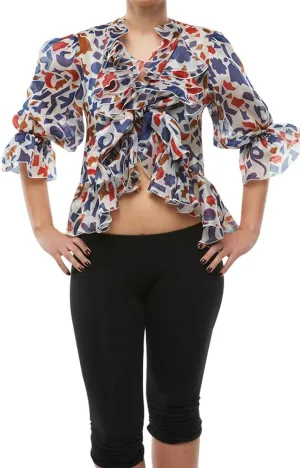 ROBERTO CAVALLI - Sexy Top Blouse Shirt Silk, 42, Multicolor