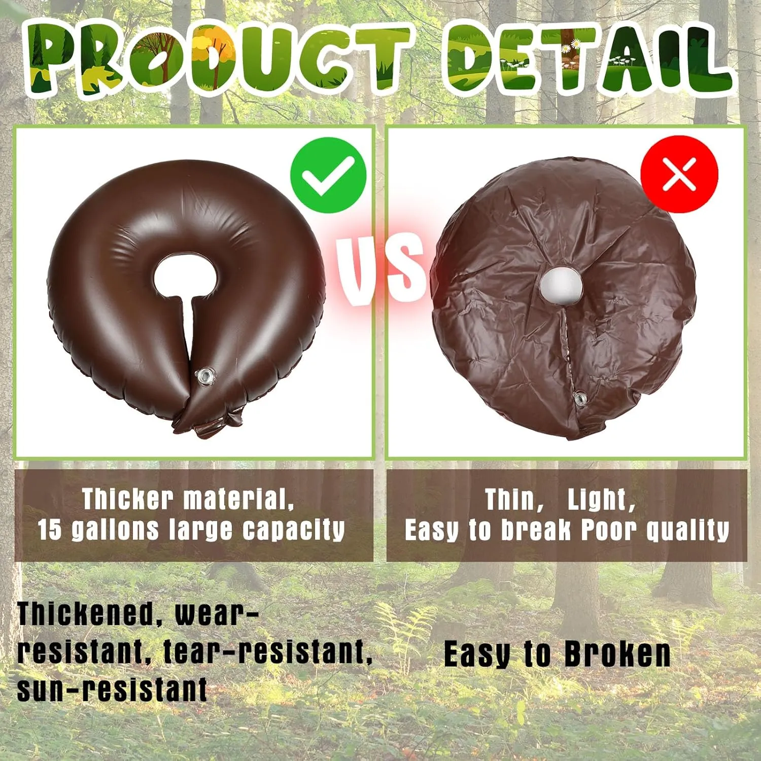 Roshtia 25 Pack 15 Gallon Tree Watering Ring Bag Slow Release Reusable Tree Bag Bulk Heavy Duty Automatic Drip Irrigation Ring PVC Root Water System for Garden Newly Planted (Brown)
