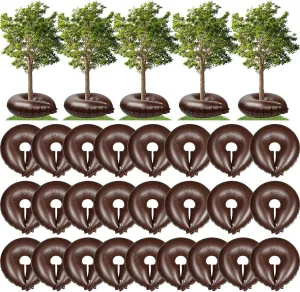 Roshtia 25 Pack 15 Gallon Tree Watering Ring Bag Slow Release Reusable Tree Bag Bulk Heavy Duty Automatic Drip Irrigation Ring PVC Root Water System for Garden Newly Planted (Brown)
