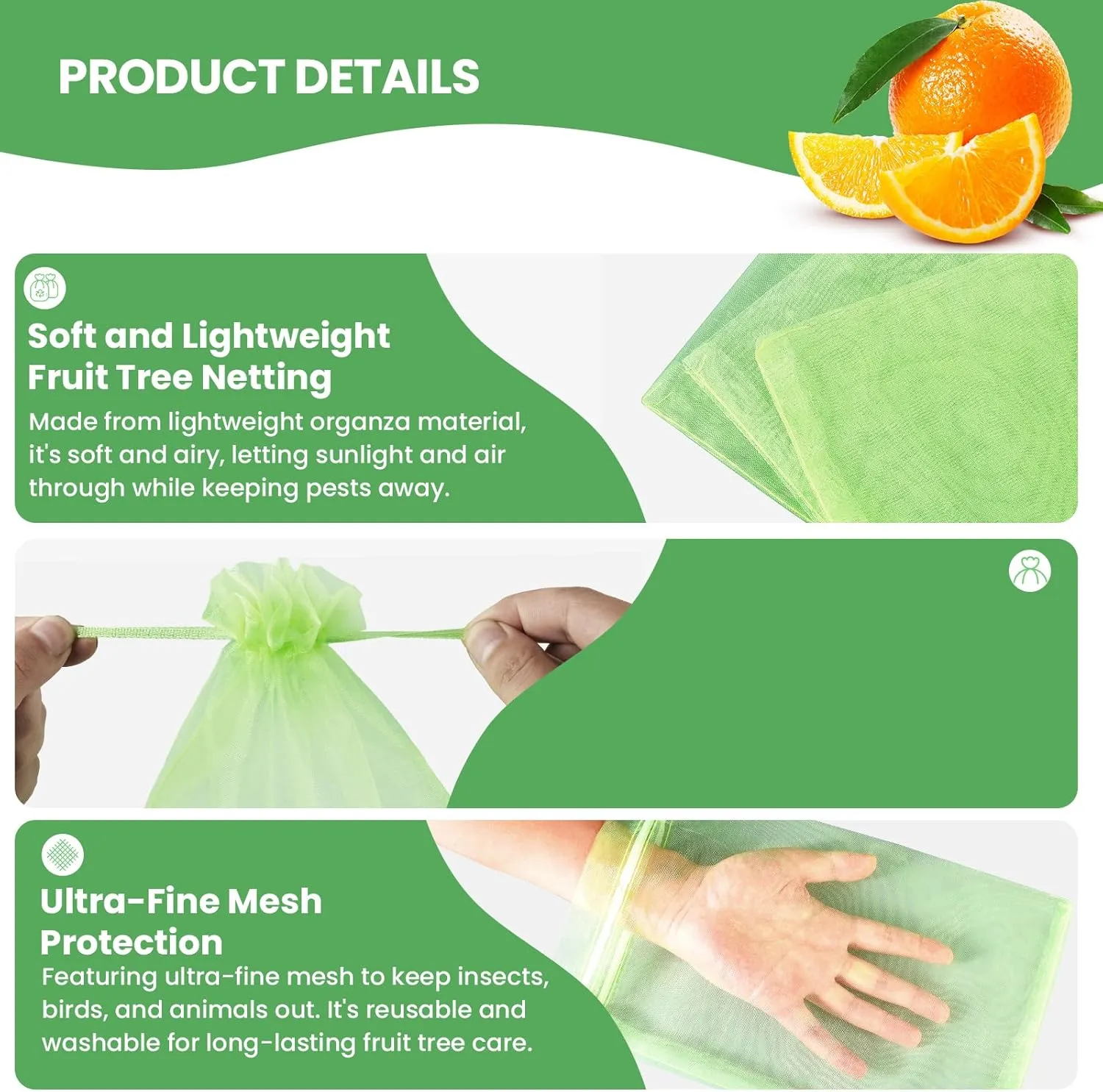 Ruolan Fruit Protection Bags For Fruit Trees120PCS,Mesh Bags To Protect Fruit On Trees,Grape Protection Bags,Grape Vine Mesh Netting,Reusable Fruit Bags (6X8 inch)