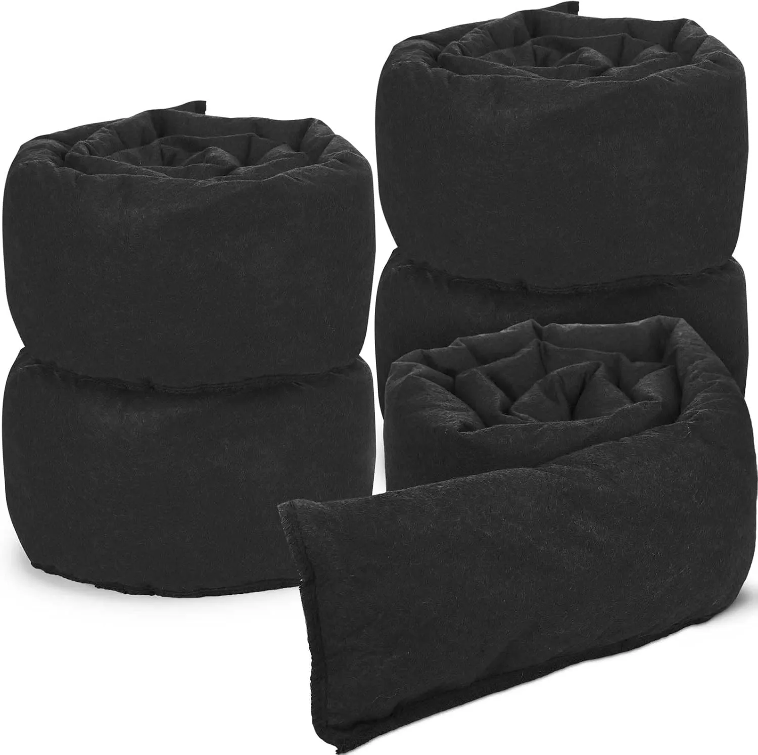 Sabary Water Barrier 5 ft x 6.5 inch Absorbent Flood Barriers Home Sandless Sand Bags for Flooding Reusable Water Absorber Snake for Rain Hurricane Garage Basement Door, Black(5 Pcs)