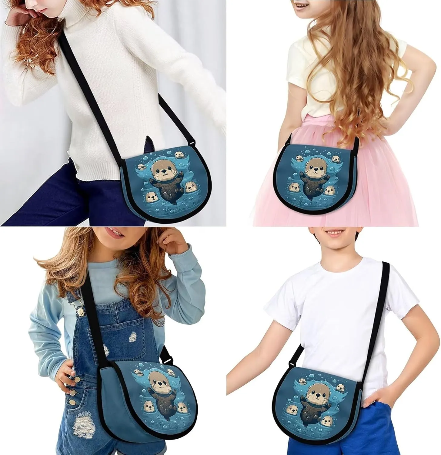 Sea Otter Small Crossbody Purse for Girls Boys Kids Purses Age 6-8 10-12 Shoulder Messenger Bag Outdoor Phone Wallets Storage Pouch Weekend Holiday Cruise
