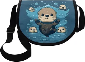 Sea Otter Small Crossbody Purse for Girls Boys Kids Purses Age 6-8 10-12 Shoulder Messenger Bag Outdoor Phone Wallets Storage Pouch Weekend Holiday Cruise