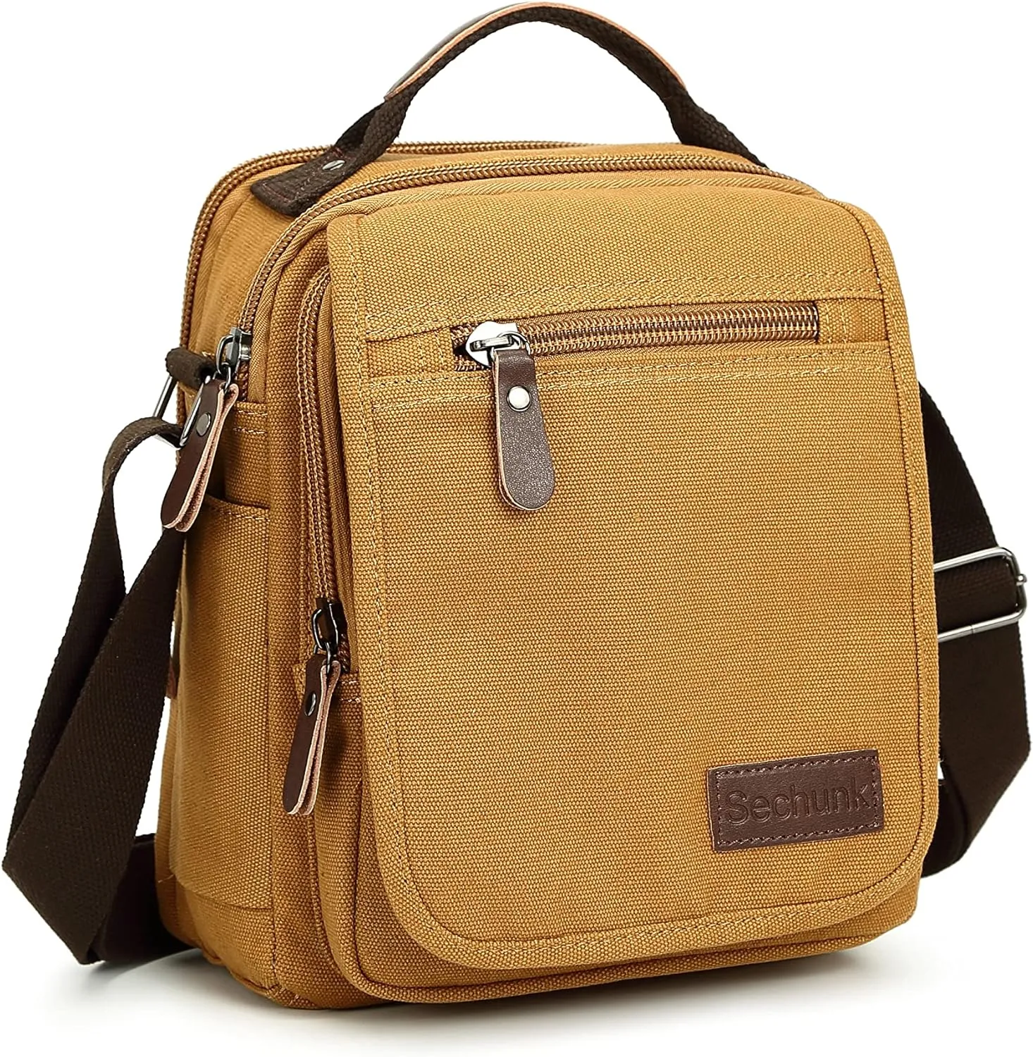 Sechunk Small Canvas Shoulder Bags Messenger Bag Travel Bag Business Bag Working Bag For Men Women