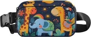 senya Giraffe Elephant Flower Bush Fanny Pack Crossbody Bags for Women Belt Bag Running Waist Bag with Adjustable Strap