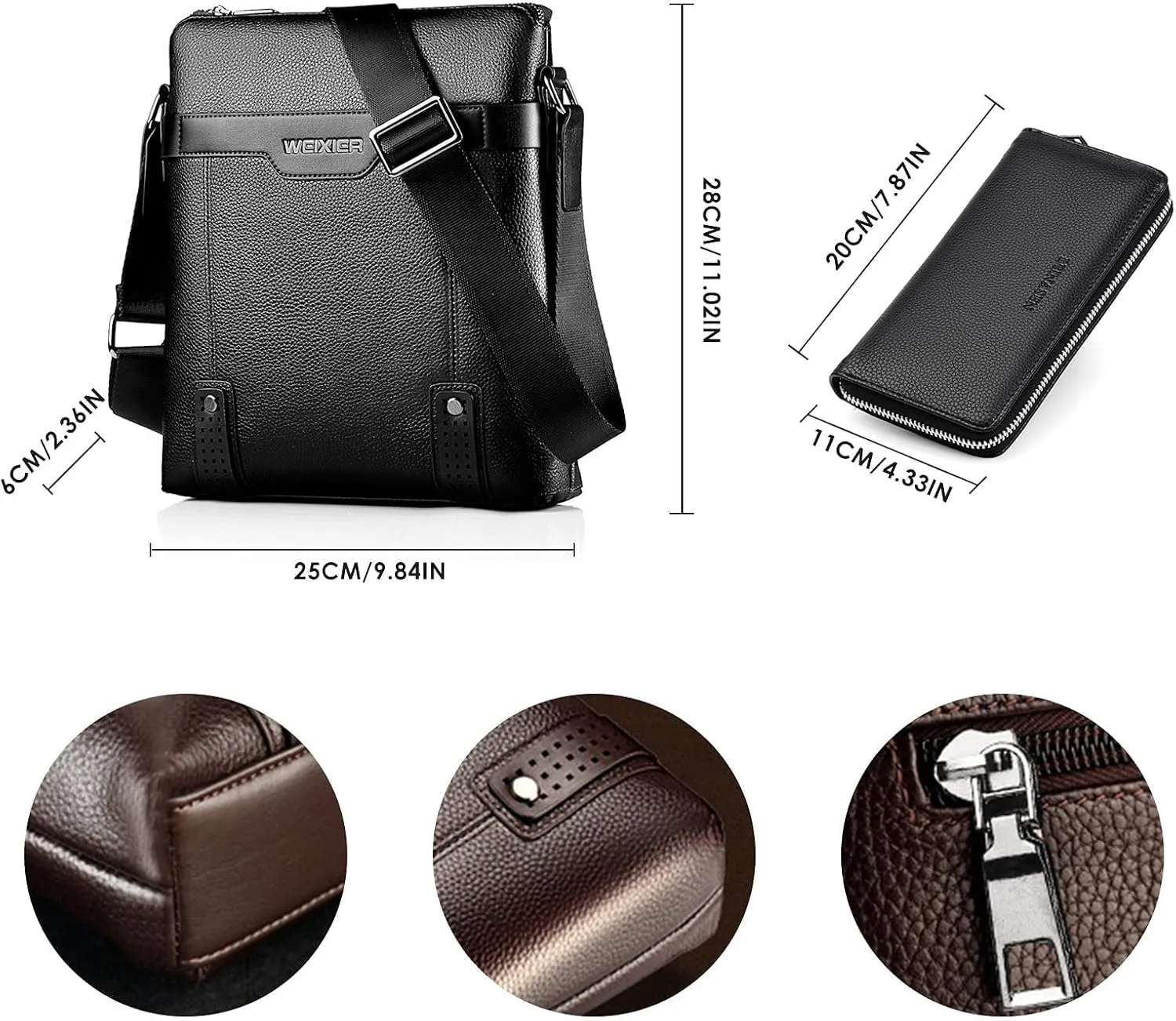 Shoulder Leather Bag Messenger Pack for Men Travel Business Work Casual Day CrossBody Handbag Bag Men's Gift
