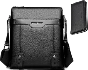 Shoulder Leather Bag Messenger Pack for Men Travel Business Work Casual Day CrossBody Handbag Bag Men's Gift