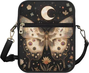 Small Leather Crossbody Messenger Bag for Men Women Soft Sling Shoulder Purse Satchel with Card Slot Zipper Pocket