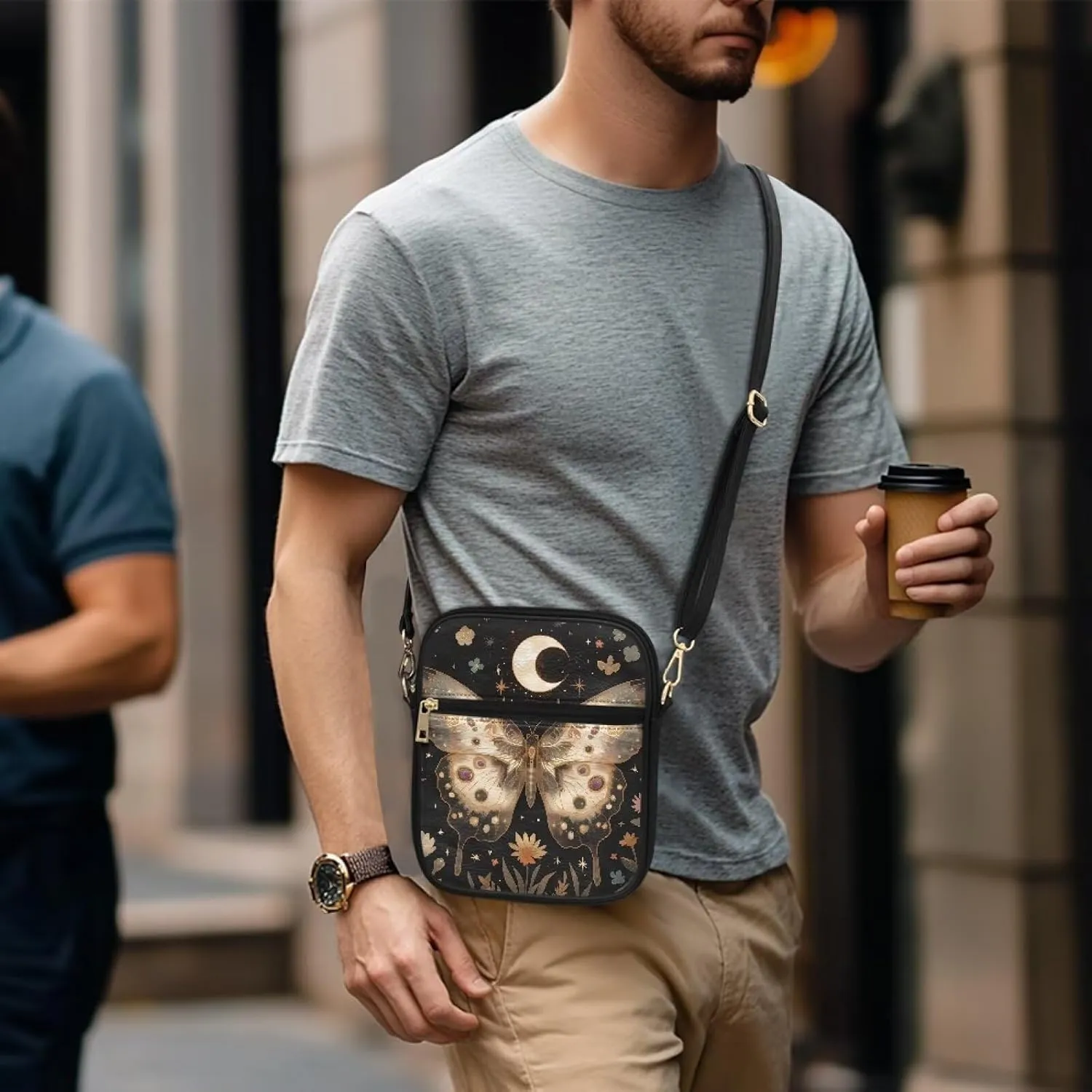 Small Leather Crossbody Messenger Bag for Men Women Soft Sling Shoulder Purse Satchel with Card Slot Zipper Pocket