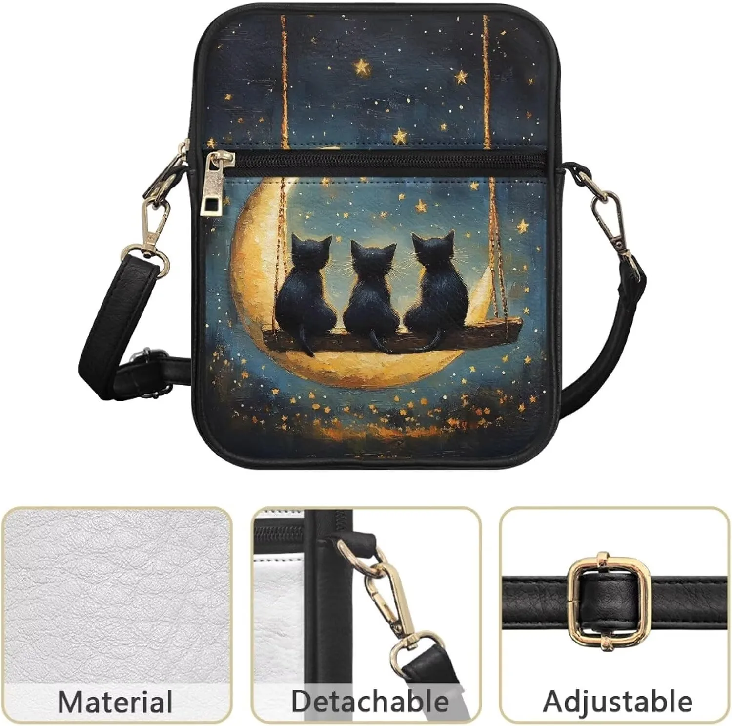 Small Leather Crossbody Messenger Bag for Men Women Soft Sling Shoulder Purse Satchel with Card Slot Zipper Pocket
