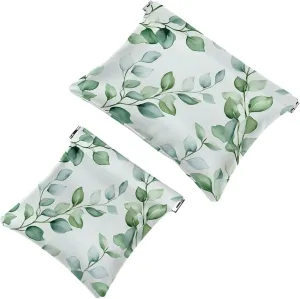 Small Pocket Cosmetic Bag, Squeeze Top Travel Makeup Bag for Purse, No Zipper Self-Closing Mini Makeup Pouch for Women Girls, Watercolor Foliage Sage Green Background