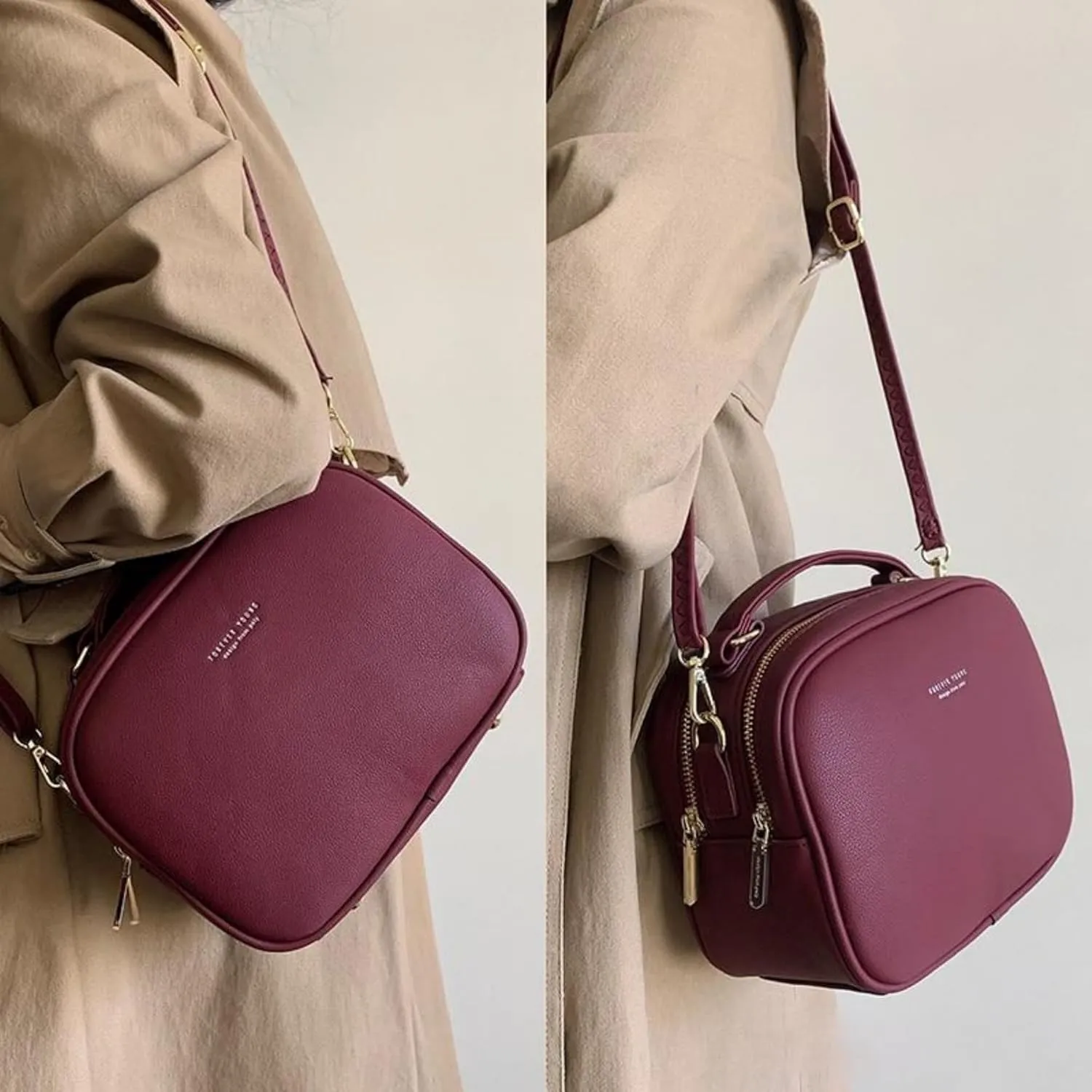 Small Top Handle Satchel Crossbody Bags for Women Cute Purses Vegan Leather Handbags Messenger Waterproof Candy Color Purse
