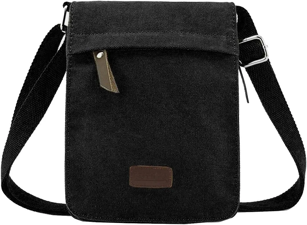 Small Vintage Canvas Leather Messenger Crossbody Bag Pack Organizer