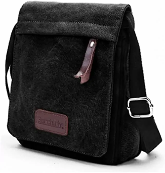 Small Vintage Canvas Leather Messenger Crossbody Bag Pack Organizer