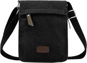 Small Vintage Canvas Leather Messenger Crossbody Bag Pack Organizer