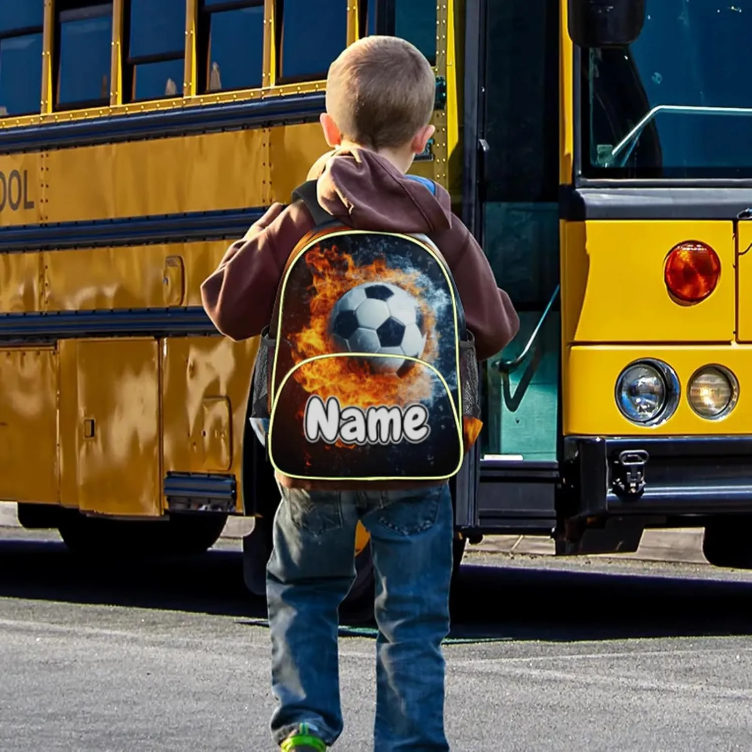 Soccer Custom Backpack with Name Cute Personalized Small Shoulder Bag Waterproof Travel Casual Backpack with Chest Strap 14.2in