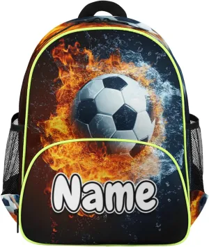 Soccer Custom Backpack with Name Cute Personalized Small Shoulder Bag Waterproof Travel Casual Backpack with Chest Strap 14.2in