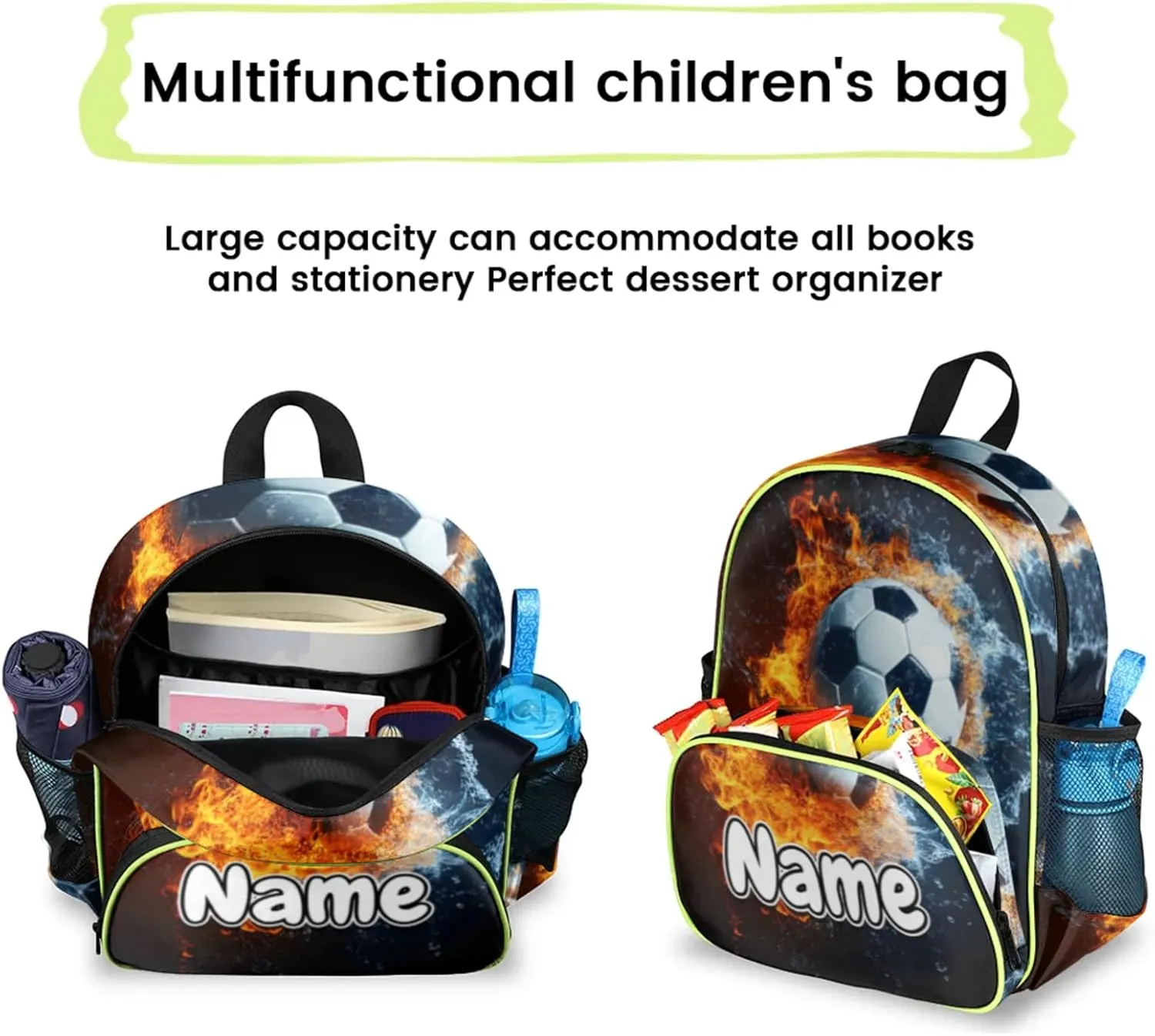 Soccer Custom Backpack with Name Cute Personalized Small Shoulder Bag Waterproof Travel Casual Backpack with Chest Strap 14.2in